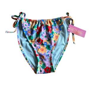 NWT! Juniors' Ninety-Nine° Tunnel Side-Tie Floral Bikini Bottoms Size Large